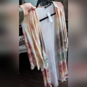Multicolor Tie-Dye Open Cardigan